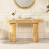 Jesse 55.5" Single Drawer Oval Computer Desk, Warm Natural Brown Burl Wood