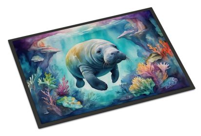 Manatee in a Dreamscape Doormat Front Door Mat Indoor Outdoor Rugs for Entryway, Non Slip Washable Low Pile, 24H X 36W