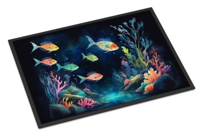 Bioluminescent Fish Doormat Front Door Mat Indoor Outdoor Rugs for Entryway, Non Slip Washable Low Pile, 24H X 36W