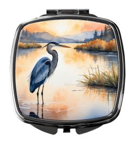 Blue Heron in the Golden Hour Compact Mirror Decorative Travel Makeup Mirror for Women Girls Gifts Pocket Makeup Mirror Folding Handheld