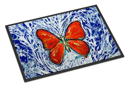 Red Glider Butterfly Doormat Front Door Mat Indoor Outdoor Rugs for Entryway, Non Slip Washable Low Pile, 24H X 36W