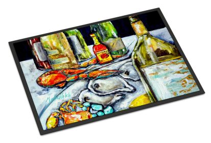 Sit A Spell Seafood Dinner Doormat Front Door Mat Indoor Outdoor Rugs for Entryway, Non Slip Washable Low Pile, 24H X 36W