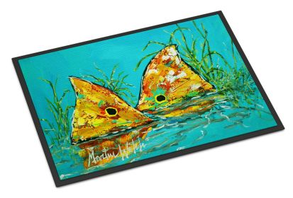 Side By Side Red Fish Doormat Front Door Mat Indoor Outdoor Rugs for Entryway, Non Slip Washable Low Pile, 24H X 36W