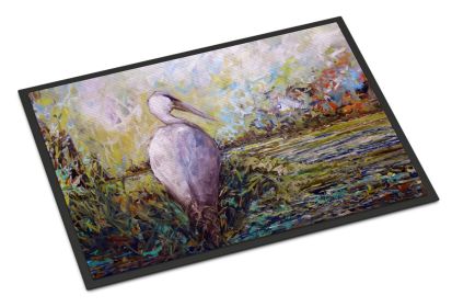 Heron in the Swamp Doormat Front Door Mat Indoor Outdoor Rugs for Entryway, Non Slip Washable Low Pile, 24H X 36W