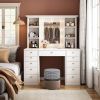 Vanity Desk with LED Lighted Mirror, Makeup Vanity with 11Drawers, 3 Color Lighting Modes Brightness Adjustable, Hidden Wiring