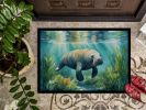 Manatee in a Seagrass Bed Doormat Front Door Mat Indoor Outdoor Rugs for Entryway, Non Slip Washable Low Pile, 24H X 36W