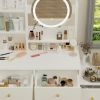 Fashion Vanity Desk with Mirror and Lights for Makeup and Cushioned Chair