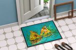 Side By Side Red Fish Doormat Front Door Mat Indoor Outdoor Rugs for Entryway, Non Slip Washable Low Pile, 24H X 36W