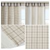 Plaid Faux Leather Tab Top Curtain Panel with Fleece Lining(Only 1 Pc Panel)