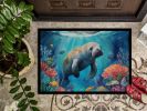 Manatee and Coral Reefs Doormat Front Door Mat Indoor Outdoor Rugs for Entryway, Non Slip Washable Low Pile, 24H X 36W