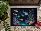 Bioluminescent Fish Doormat Front Door Mat Indoor Outdoor Rugs for Entryway, Non Slip Washable Low Pile, 24H X 36W
