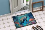 Manatee and Coral Reefs Doormat Front Door Mat Indoor Outdoor Rugs for Entryway, Non Slip Washable Low Pile, 24H X 36W