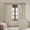 Plaid Faux Leather Tab Top Curtain Panel with Fleece Lining(Only 1 Pc Panel)