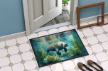 Manatee in a Seagrass Bed Doormat Front Door Mat Indoor Outdoor Rugs for Entryway, Non Slip Washable Low Pile, 24H X 36W