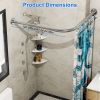 Stretchable 304 Stainless L Shaped Bathroom Bathtub Corner Shower Curtain Rod Rack, Drill Free Install, for Bathroom, Clothing Store