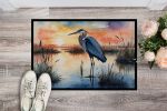 Blue Heron Setting Sun Doormat Front Door Mat Indoor Outdoor Rugs for Entryway, Non Slip Washable Low Pile, 24H X 36W