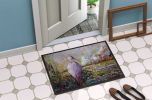 Heron in the Swamp Doormat Front Door Mat Indoor Outdoor Rugs for Entryway, Non Slip Washable Low Pile, 24H X 36W