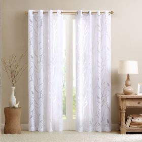 Grommet Top Sheer Bird on Branches Burnout Window Curtain(Only 1 Pc Panel) (Color: as Pic)