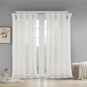 Floral Embellished Cuff Tab Top Solid Curtain Panel(Only 1 Pc Panel) (Color: as Pic)