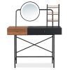 GO 40" Makeup Vanity Desk with 3-Mode Lighted Mirror & Wireless Charging Station , Vanity Table with Drawer & 3 Open Shelves for Ample Storage Space