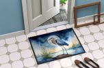Blue Heron Under the Moonlight Doormat Front Door Mat Indoor Outdoor Rugs for Entryway, Non Slip Washable Low Pile, 24H X 36W