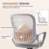 Office Mid Back Ergonomic Mesh Computer Desk Larger Seat Executive Height Adjustable Swivel Task Chair with Lumbar Support